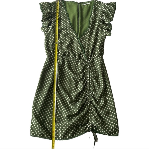 Tularosa Huntington Polka Dot V-Neck Mini Dress Flutter Sleeve Mint Green Size M - Picture 5 of 10